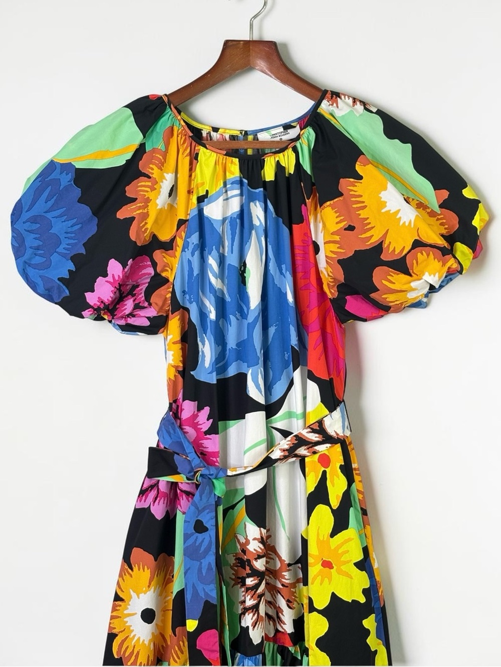 Christopher John Rogers Target Floral Puff Sleeve High Low Poplin Dress Size M - Picture 5 of 13